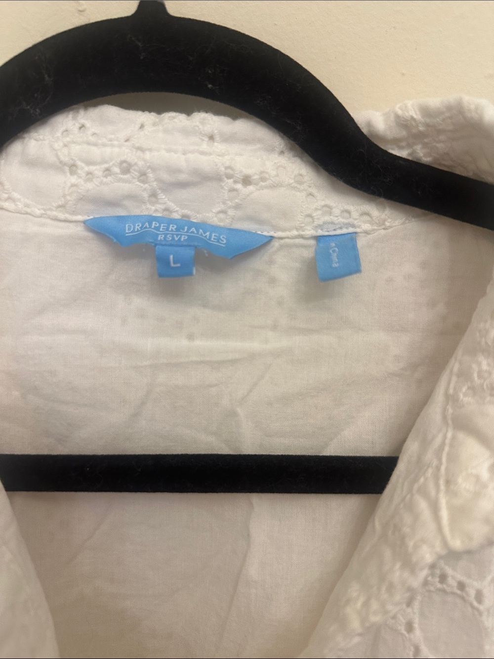 Draper James RSVP White Eyelet Sleeveless Collared Midi Dress w/ Tie Waist Sz L - Picture 2 of 3